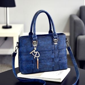 Woven Front Satchel - Navy